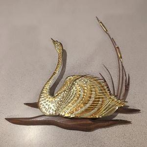 Vintage Brass Swan wall decor